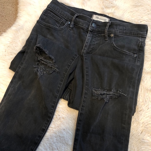 Madewell Distressed High Rise Black Skinny Jeans - Picture 8 of 10